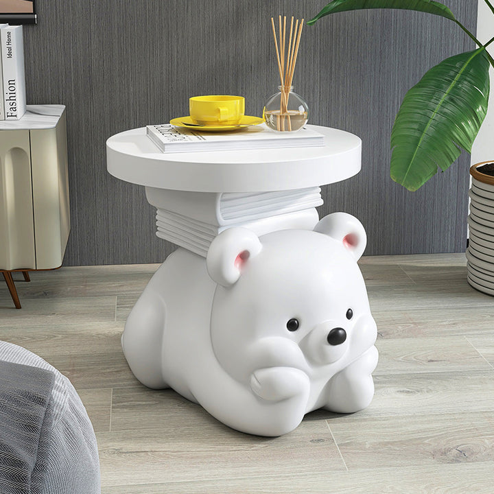 Table d'appoint contemporaine en résine en forme d'ours pour la décoration de la chambre et du salon 