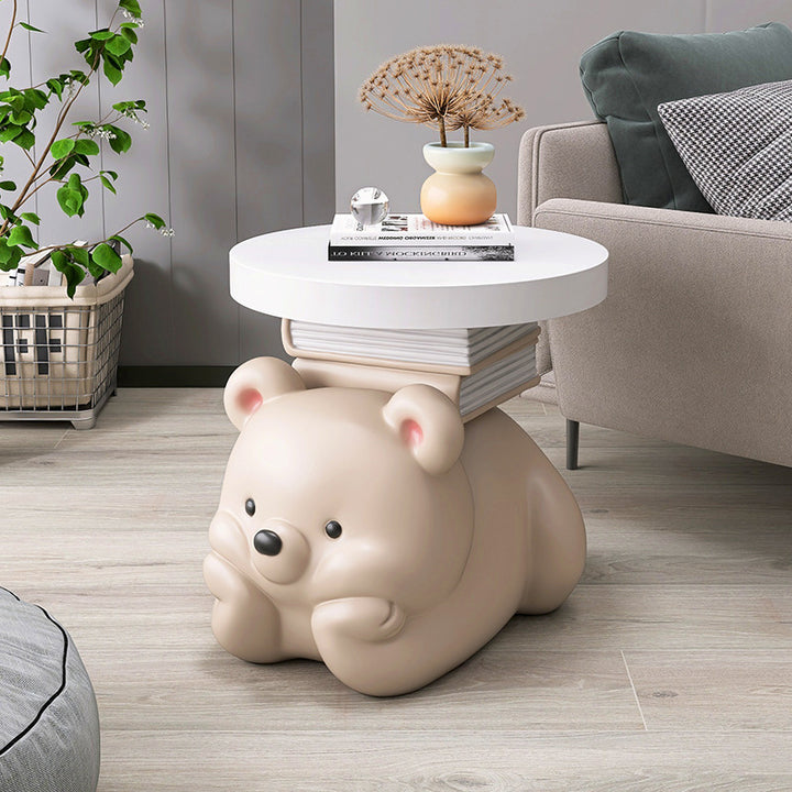 Table d'appoint contemporaine en résine en forme d'ours pour la décoration de la chambre et du salon 
