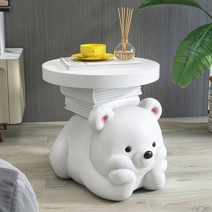 Table d'appoint contemporaine en résine en forme d'ours pour la décoration de la chambre et du salon 