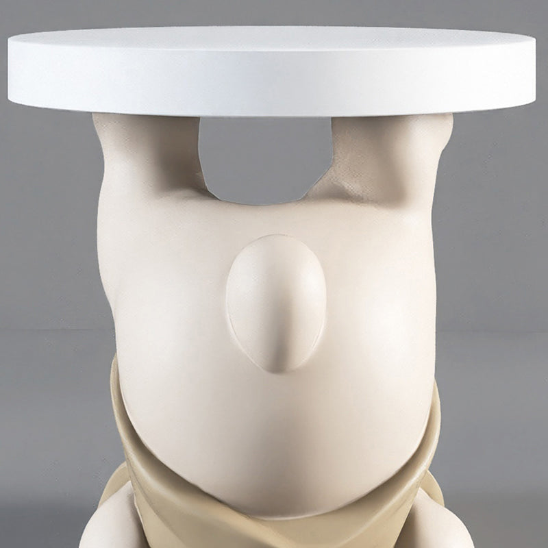 Contemporary Creative Resin Plywood Bear Base Round Side Table For Bedroom And Living Room
