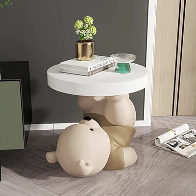 Zeitgenössischer kreativer Harzbär-Basis-Rundtisch für Schlafzimmer und Wohnzimmer 