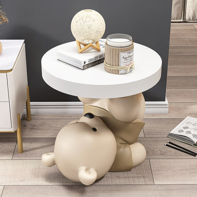 Zeitgenössischer kreativer Harzbär-Basis-Rundtisch für Schlafzimmer und Wohnzimmer 