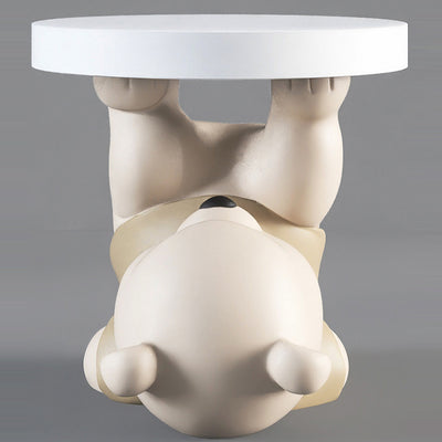 Zeitgenössischer kreativer Harzbär-Basis-Rundtisch für Schlafzimmer und Wohnzimmer 