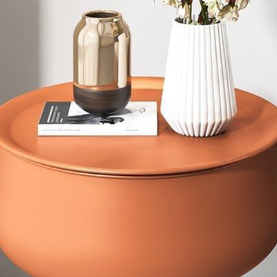 Table de chevet ronde en fer nordique contemporain avec 1 rangement pour chambre et salon 