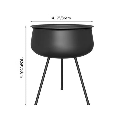 Table de chevet ronde en fer nordique contemporain avec 1 rangement pour chambre et salon 