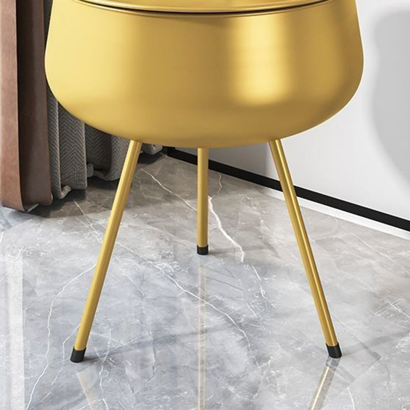 Table de chevet ronde en fer nordique contemporain avec 1 rangement pour chambre et salon 