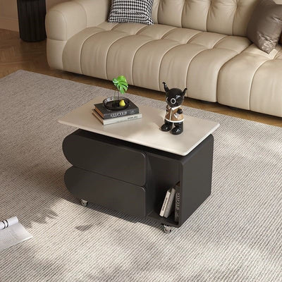 Zeitgenössischer nordischer Öko-Brett- und Eisen-Oval-Rechteck-Couchtisch mit Lift-Top und Schwenkfunktion für Wohnzimmer und Schlafzimmer 