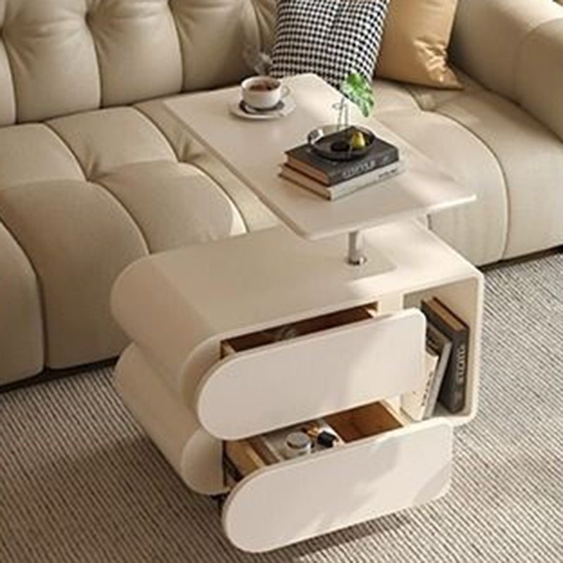 Zeitgenössischer nordischer Öko-Brett- und Eisen-Oval-Rechteck-Couchtisch mit Lift-Top und Schwenkfunktion für Wohnzimmer und Schlafzimmer 