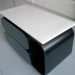 Zeitgenössischer nordischer Öko-Brett- und Eisen-Oval-Rechteck-Couchtisch mit Lift-Top und Schwenkfunktion für Wohnzimmer und Schlafzimmer 