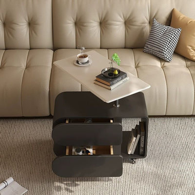 Zeitgenössischer nordischer Öko-Brett- und Eisen-Oval-Rechteck-Couchtisch mit Lift-Top und Schwenkfunktion für Wohnzimmer und Schlafzimmer 