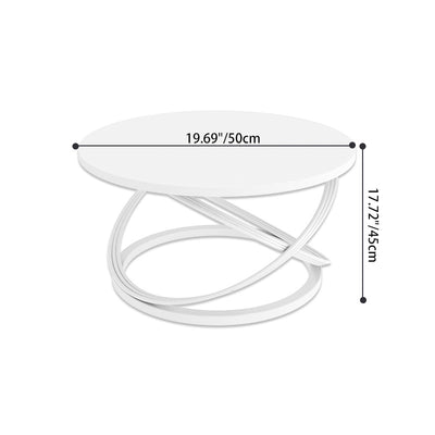 Zeitgenössischer nordischer Steintisch & Eisen-Rundplatte X-Basis Couchtisch für Wohnzimmer und Schlafzimmer 