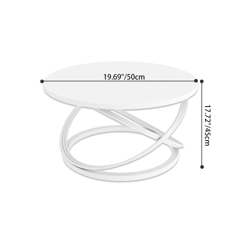 Zeitgenössischer nordischer Steintisch & Eisen-Rundplatte X-Basis Couchtisch für Wohnzimmer und Schlafzimmer 