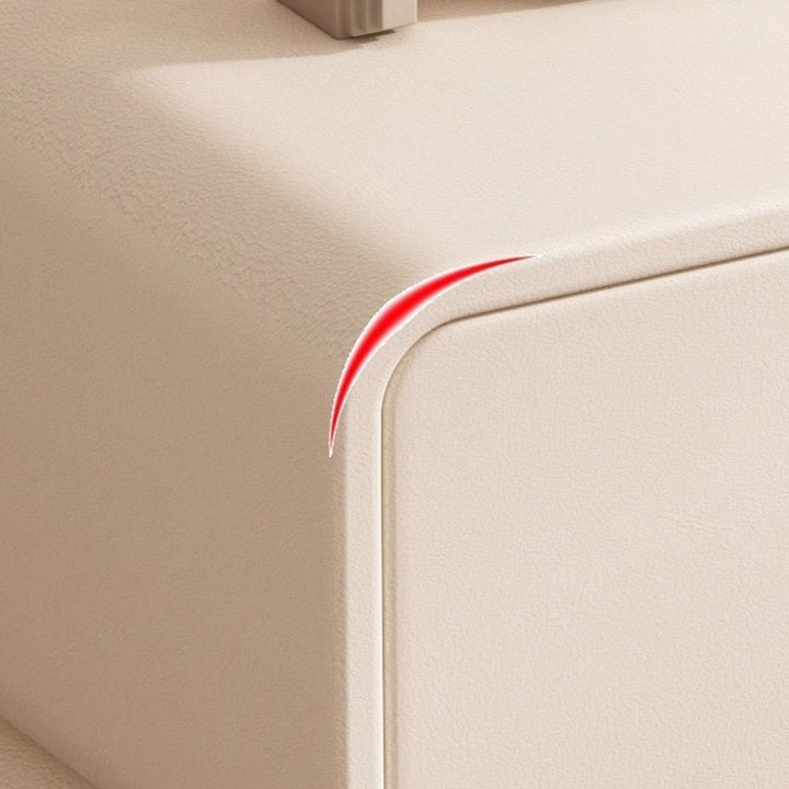 Contemporary Nordic Microfiber Leather &amp; Plank Square Nightstand With 2 Drawers For Bedroom And Living Room