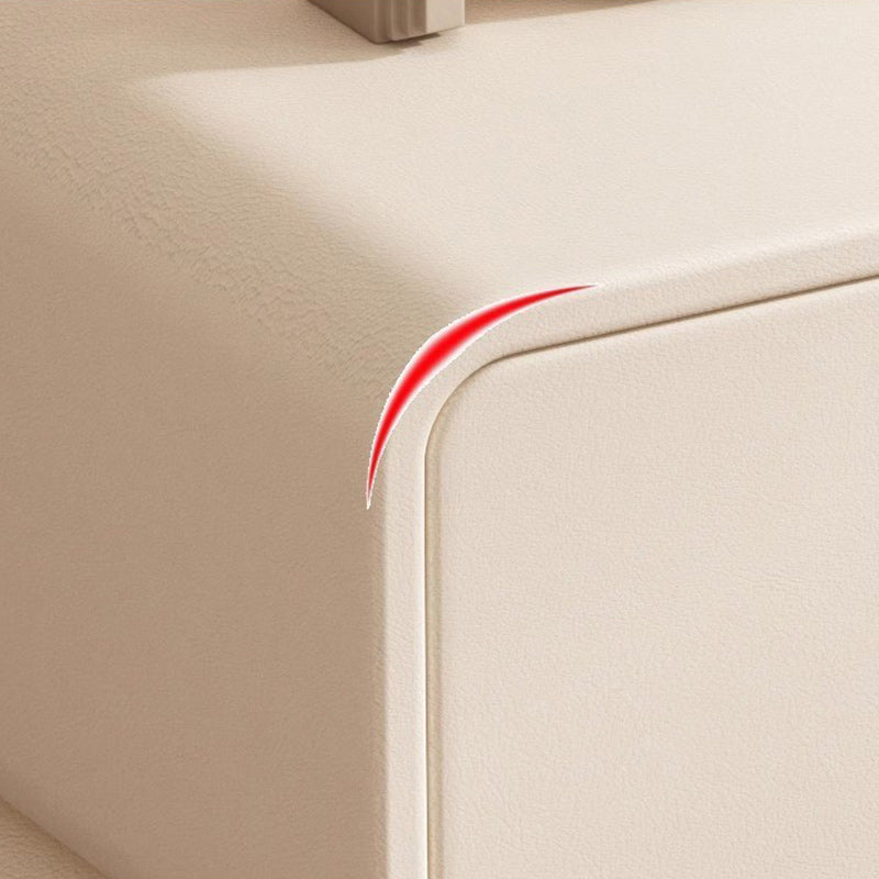 Table de chevet carré en cuir microfibre nordique contemporain avec 2 tiroirs pour chambre et salon 