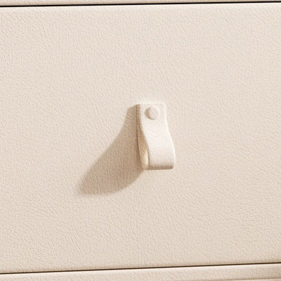 Table de chevet carré en cuir microfibre nordique contemporain avec 2 tiroirs pour chambre et salon 
