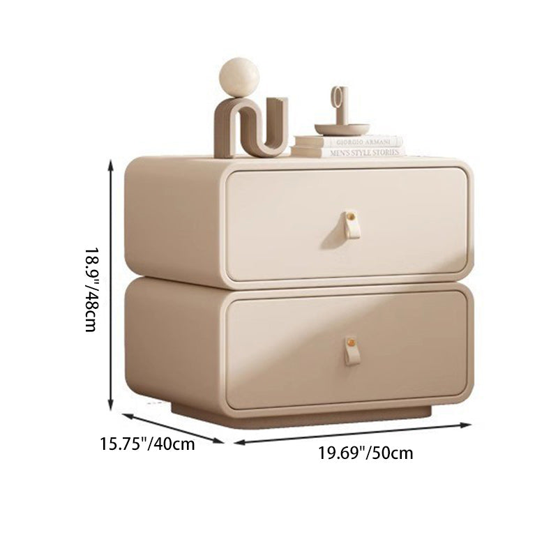 Table de chevet carré en cuir microfibre nordique contemporain avec 2 tiroirs pour chambre et salon 