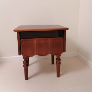 Table de nuit rectangulaire moderne minimaliste en bois et verre avec 1 tiroir pour chambre et salon 