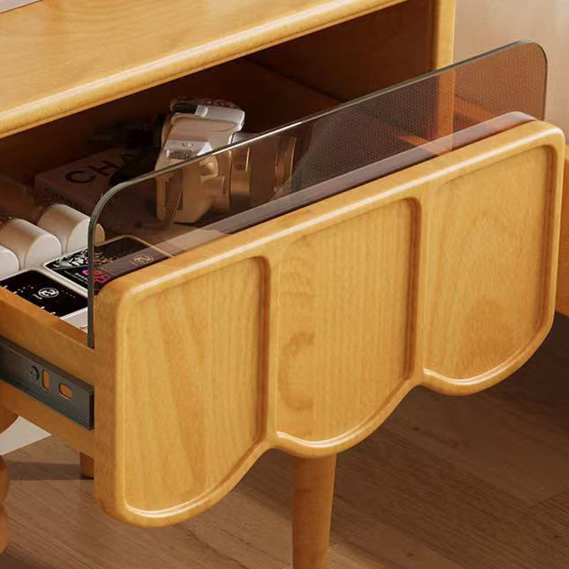 Table de nuit rectangulaire moderne minimaliste en bois et verre avec 1 tiroir pour chambre et salon 