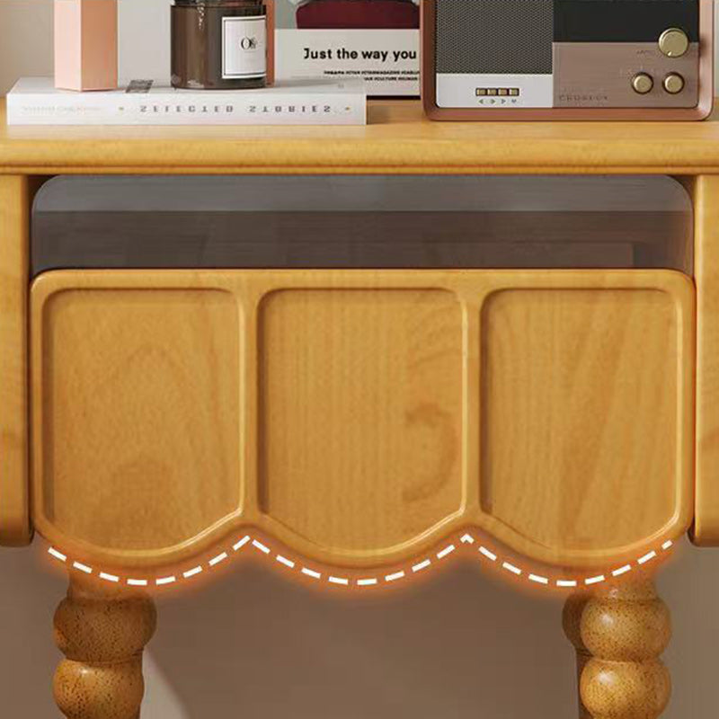 Table de nuit rectangulaire moderne minimaliste en bois et verre avec 1 tiroir pour chambre et salon 