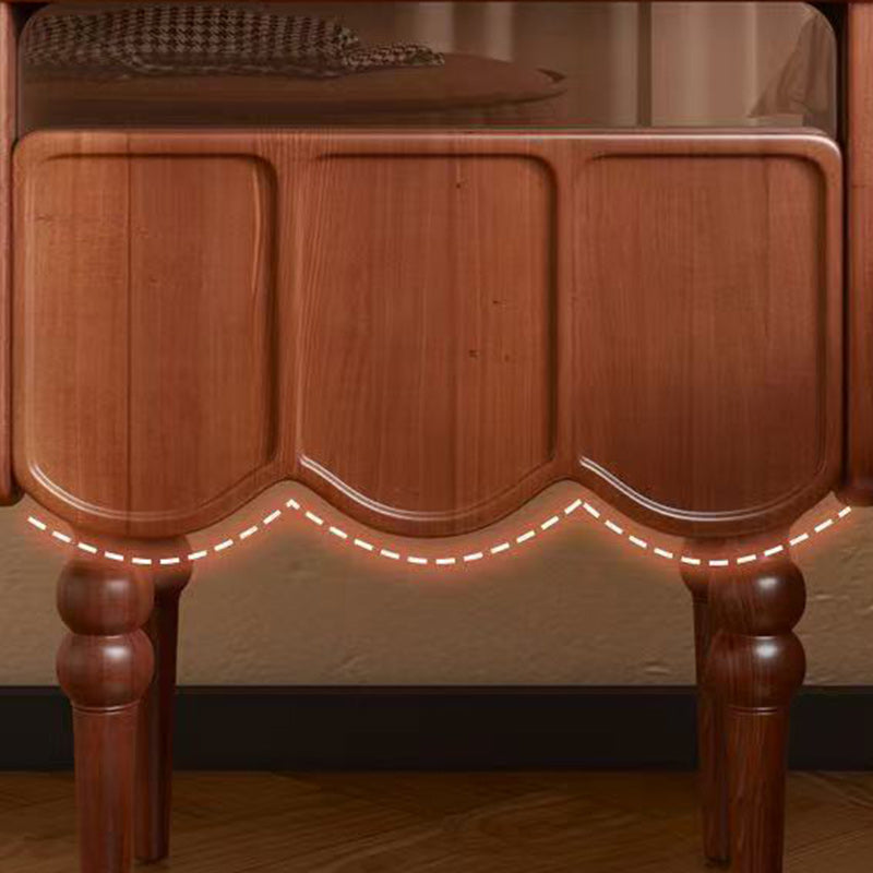 Table de nuit rectangulaire moderne minimaliste en bois et verre avec 1 tiroir pour chambre et salon 