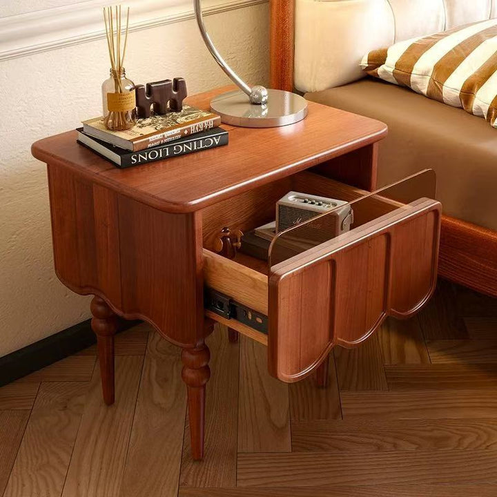 Table de nuit rectangulaire moderne minimaliste en bois et verre avec 1 tiroir pour chambre et salon 