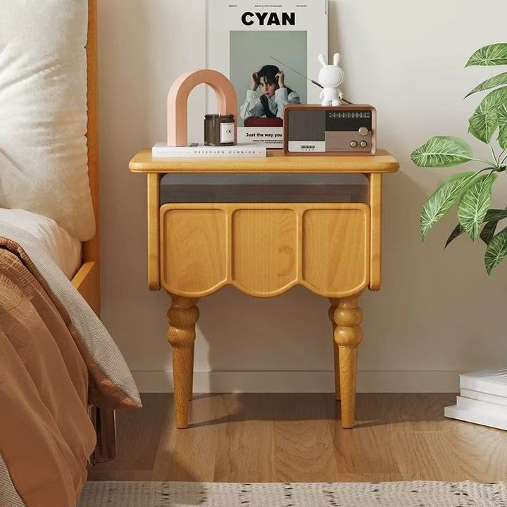 Table de nuit rectangulaire moderne minimaliste en bois et verre avec 1 tiroir pour chambre et salon 