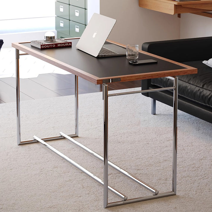 Contemporary Nordic Plank, Wood &amp; Stainless Steel Rectangular Coffee Table With 90° Flip Top For Living Room And Bedroom