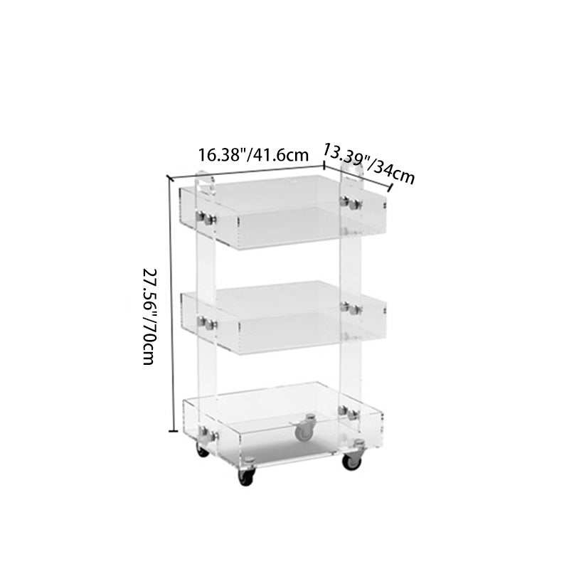 Modern Minimalist Acrylic Rectangular Side Table With 2/3-Tier Storage For Bedroom &amp; Living Room