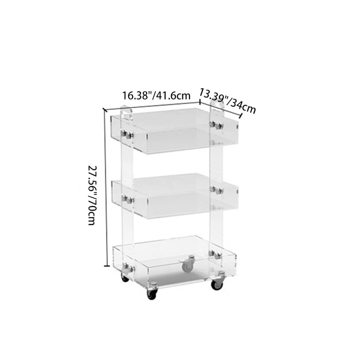 Modern Minimalist Acrylic Rectangular Side Table With 2/3-Tier Storage For Bedroom &amp; Living Room