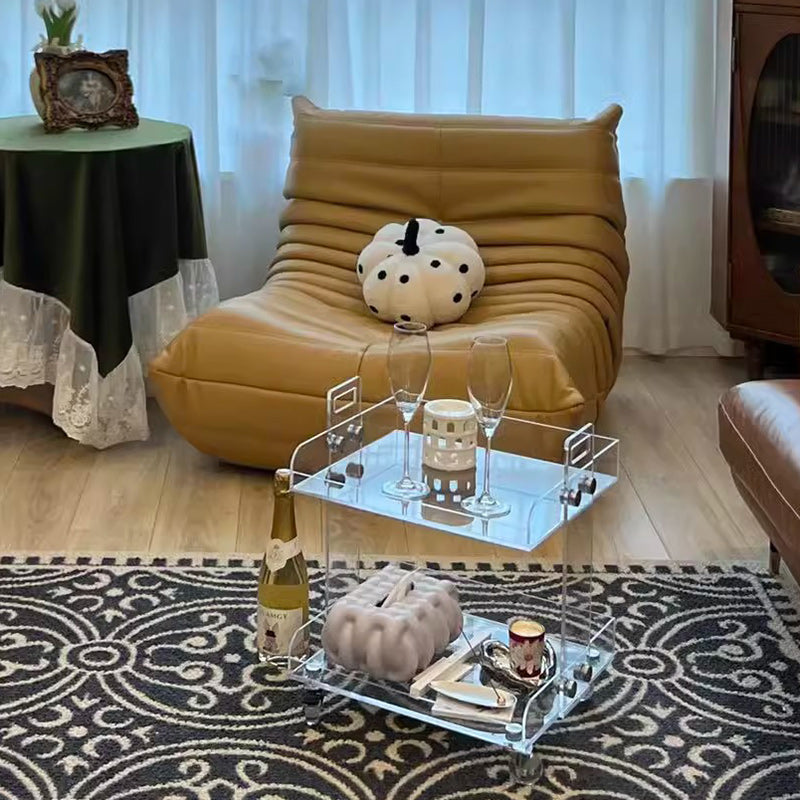 Modern Minimalist Acrylic Rectangular Side Table With 2/3-Tier Storage For Bedroom &amp; Living Room