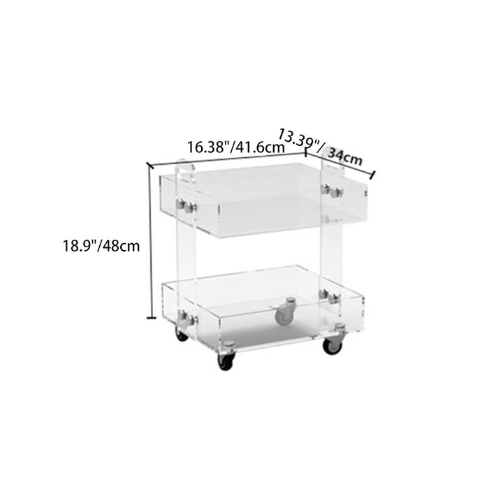 Modern Minimalist Acrylic Rectangular Side Table With 2/3-Tier Storage For Bedroom &amp; Living Room