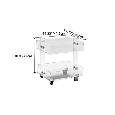 Moderner minimalistischer rechteckiger Acryl-Beistelltisch mit 2/3-stufigem Stauraum für Schlafzimmer & Wohnzimmer 