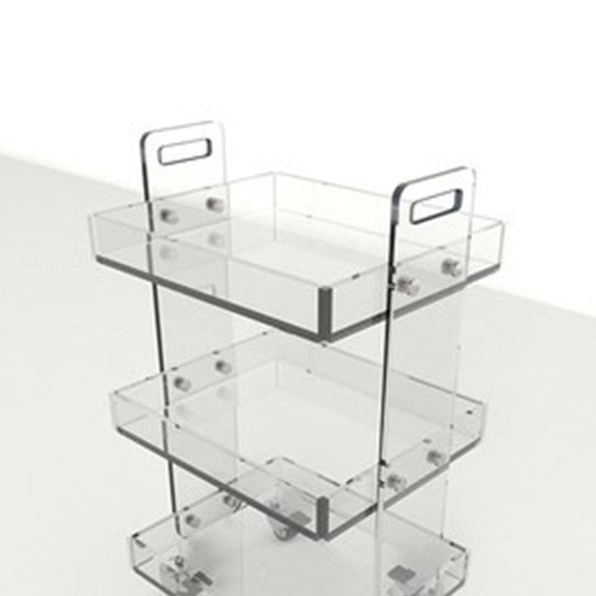 Modern Minimalist Acrylic Rectangular Side Table With 2/3-Tier Storage For Bedroom &amp; Living Room