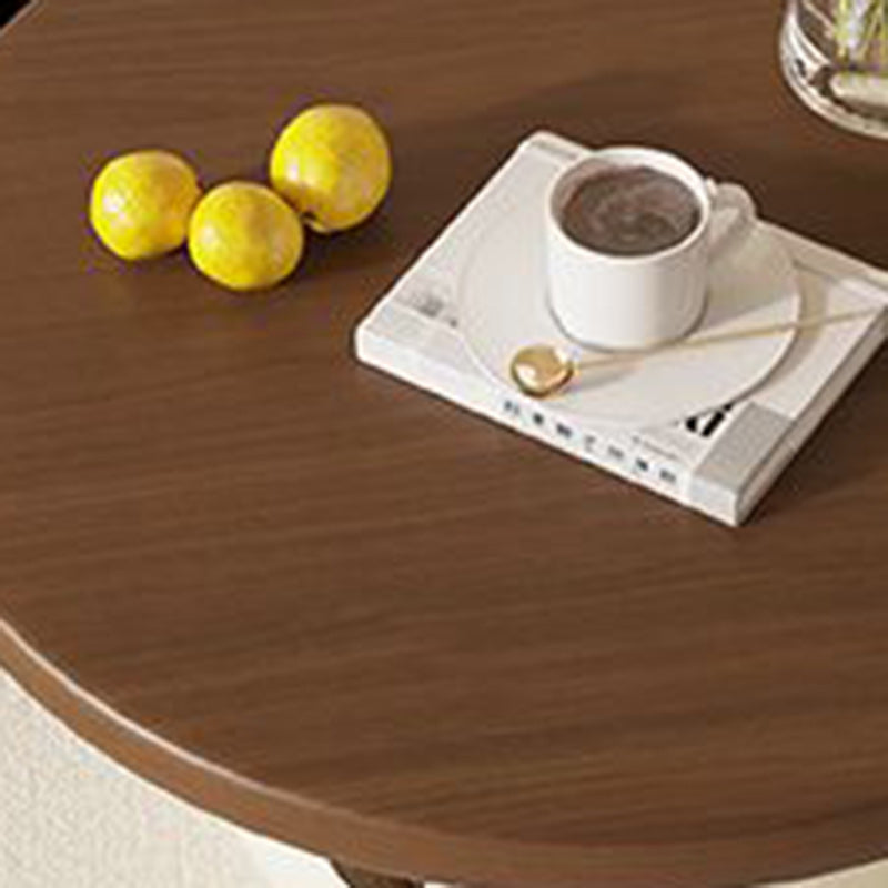 Modern Minimalist Carbon Steel, Wood & Rock Slab Round Coffee Table For Living Room And Bedroom
