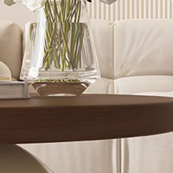 Mesa de Centro Redonda Modernista Minimalista de Acero al Carbono, Madera y Losa de Roca para Sala de Estar y Dormitorio 