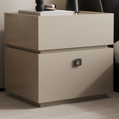 Table de nuit rectangulaire minimaliste moderne en chêne avec 2 tiroirs et serrure intelligente pour chambre et salon 