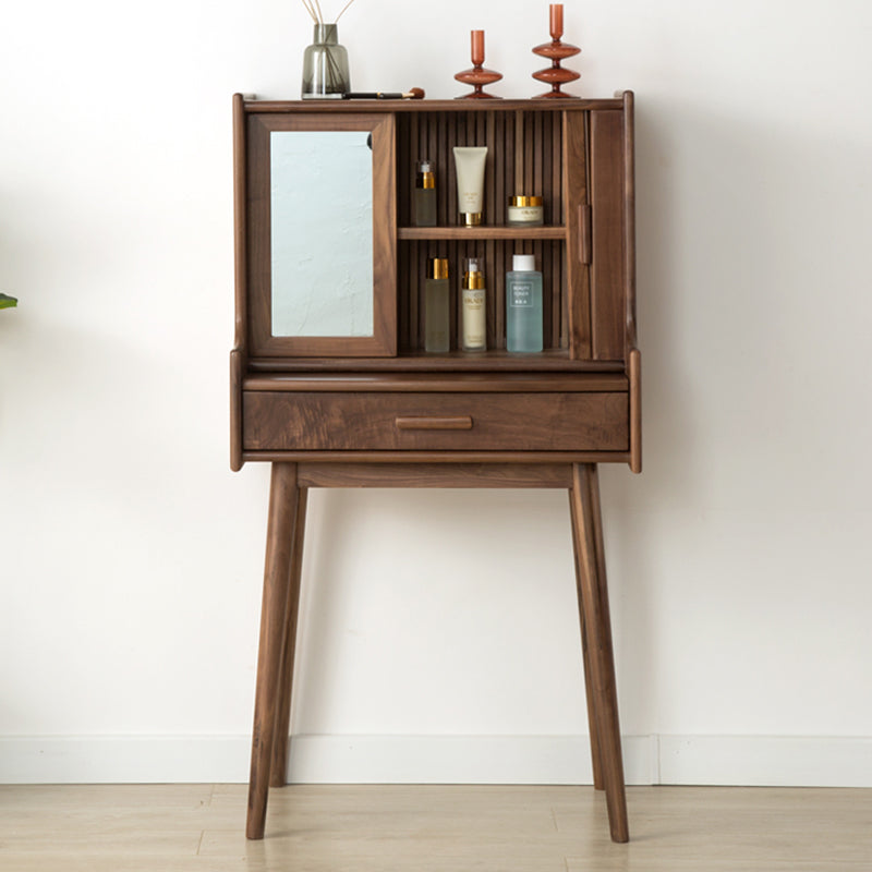 Coiffeuse rectangulaire vintage traditionnelle en bois avec 1 tiroir pour chambre et salon 