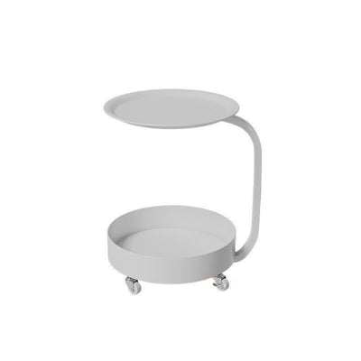 Mesa Auxiliar Redonda de Mármol e Hierro Minimalista Moderna con Almacenamiento de 2 Niveles para Dormitorio y Sala de Estar 