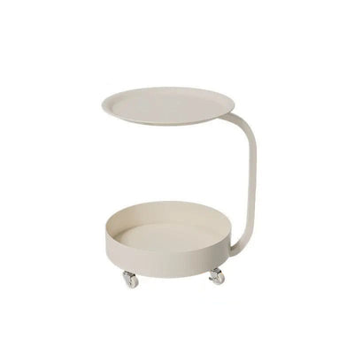 Mesa Auxiliar Redonda de Mármol e Hierro Minimalista Moderna con Almacenamiento de 2 Niveles para Dormitorio y Sala de Estar 
