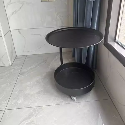 Mesa Auxiliar Redonda de Mármol e Hierro Minimalista Moderna con Almacenamiento de 2 Niveles para Dormitorio y Sala de Estar 