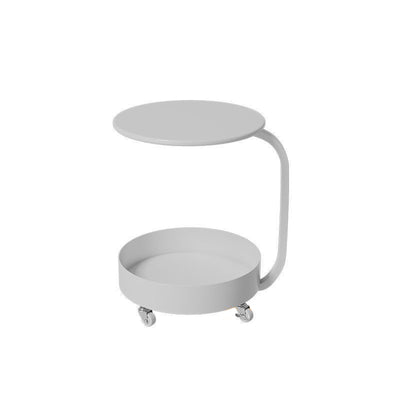 Mesa Auxiliar Redonda de Mármol e Hierro Minimalista Moderna con Almacenamiento de 2 Niveles para Dormitorio y Sala de Estar 