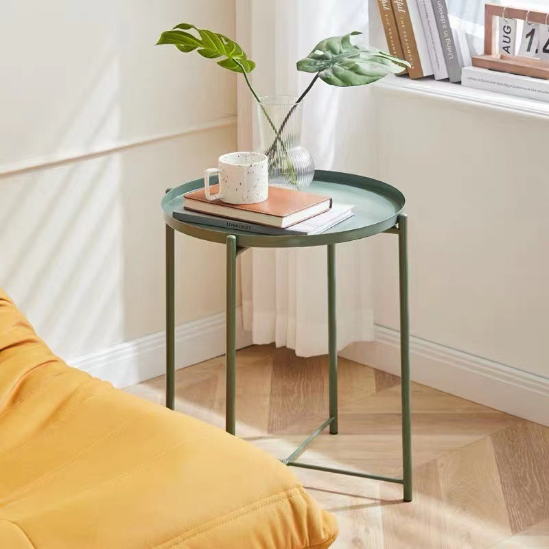 Moderner minimalistischer runder Beistelltisch aus Eisen für Schlafzimmer & Wohnzimmer 