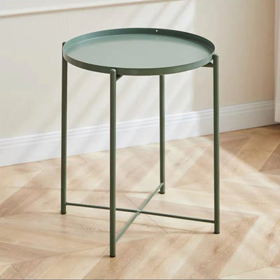Moderner minimalistischer runder Beistelltisch aus Eisen für Schlafzimmer & Wohnzimmer 