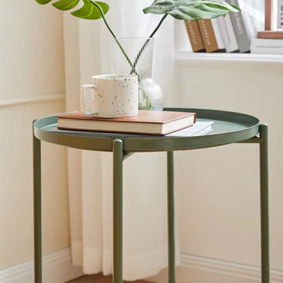 Moderner minimalistischer runder Beistelltisch aus Eisen für Schlafzimmer & Wohnzimmer 