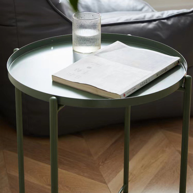 Moderner minimalistischer runder Beistelltisch aus Eisen für Schlafzimmer & Wohnzimmer 