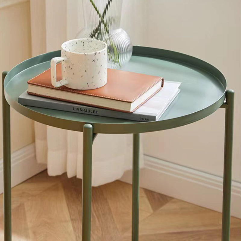 Moderner minimalistischer runder Beistelltisch aus Eisen für Schlafzimmer & Wohnzimmer 