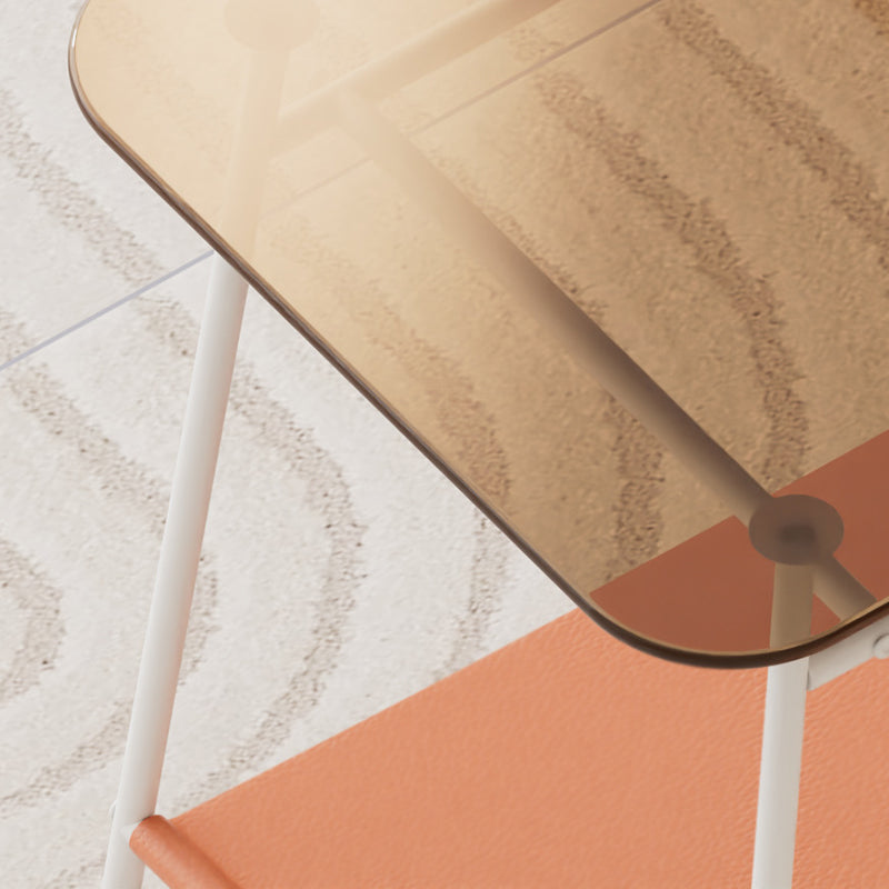 Moderner minimalistischer rechteckiger Beistelltisch aus Glas und Kohlenstoffstahl mit 2-stufigem Stauraum für Schlafzimmer und Wohnzimmer 