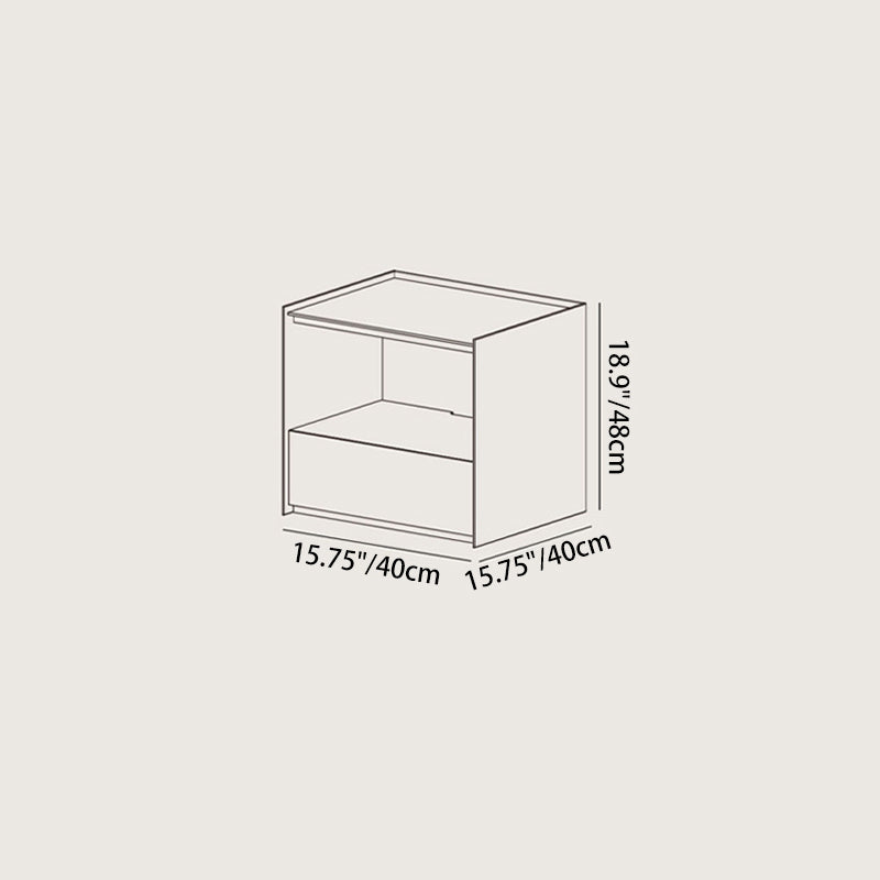 Contemporary Nordic Wood Square Nightstand With 1-Drawer Storage For Bedroom &amp; Living Room