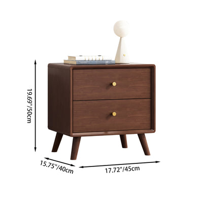 Table de chevet carrée en bois massif minimaliste moderne à 2 tiroirs pour chambre et salon 