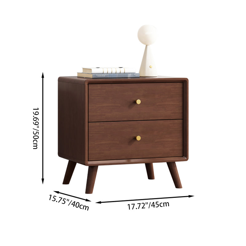 Table de chevet carrée en bois massif minimaliste moderne à 2 tiroirs pour chambre et salon 